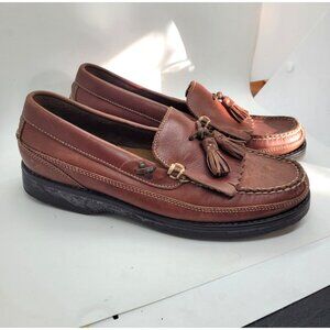 Bass Broker Flex Mens Leather Tassel Loafers  shoes 10 brown casual preppy